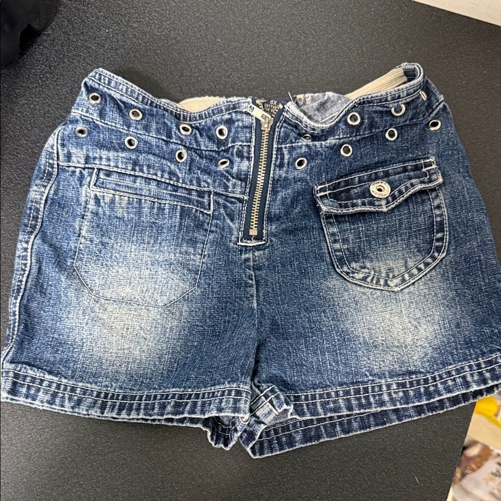 Route 66 Kids Blue Denim Shorts with Grommet Detail vintage 90’s